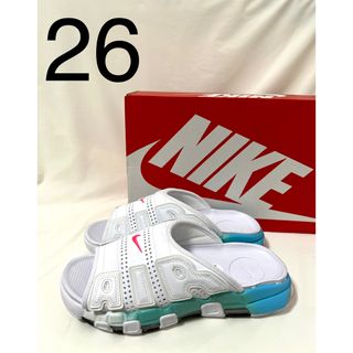 ナイキ(NIKE)の26 モアテン サンダル スライド NIKE  白 青 緑 air more(サンダル)