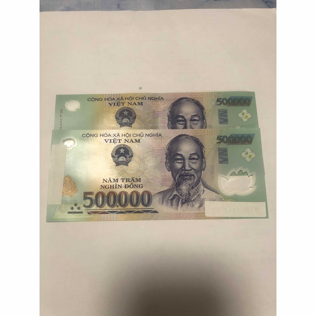 ベトナムドン50万ドン(2枚)。
