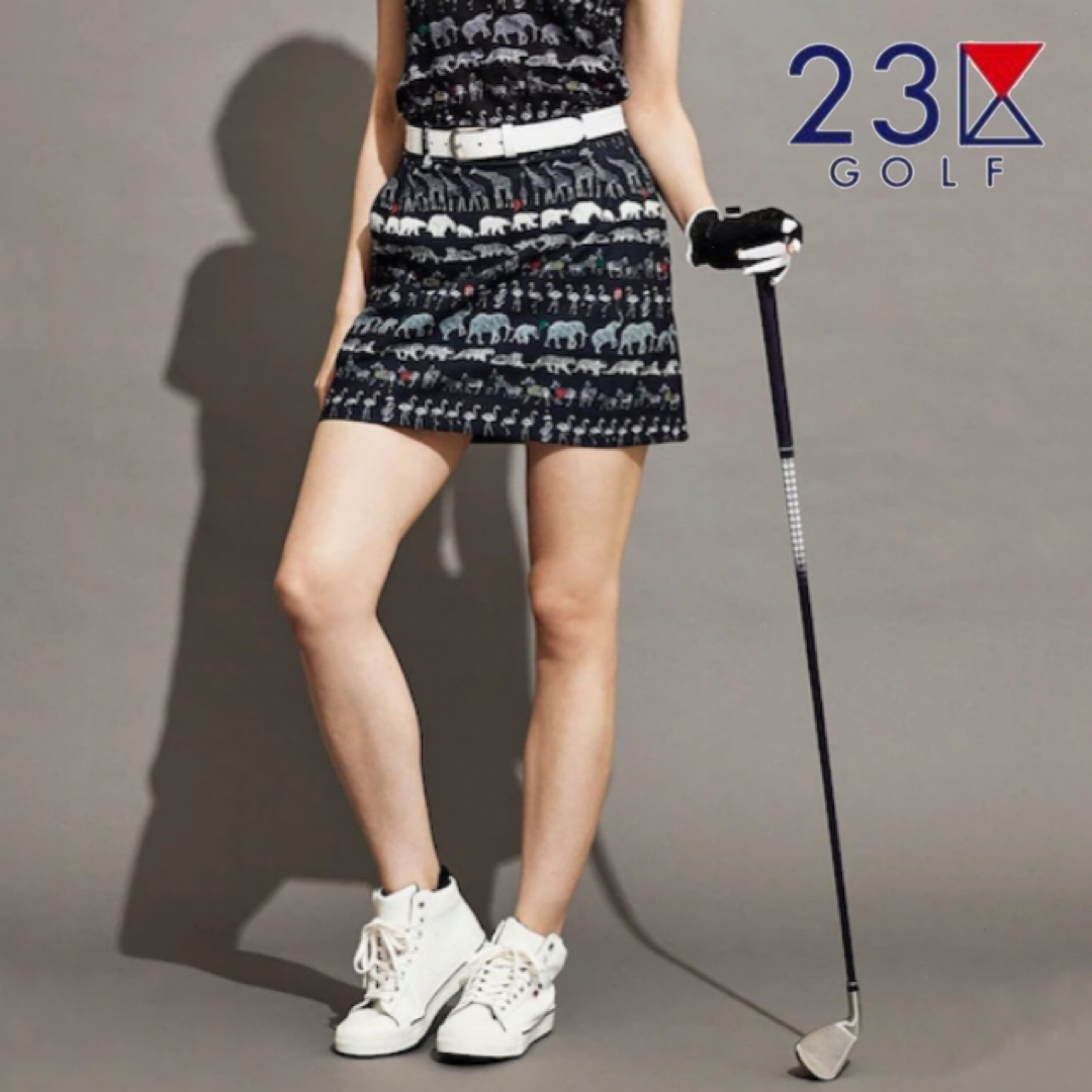 美品　23区golf ピンク白ギンガムチェック　プリーツスカート　W58 XS