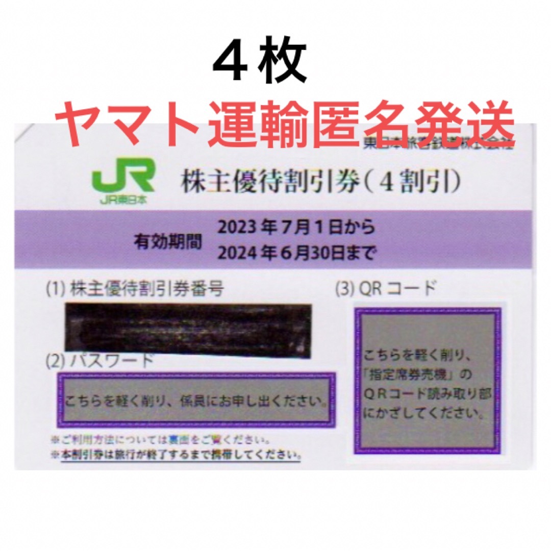 最新　匿名配送　送料無料　新品　JR東日本 株主優待割引券 5枚　追跡可能