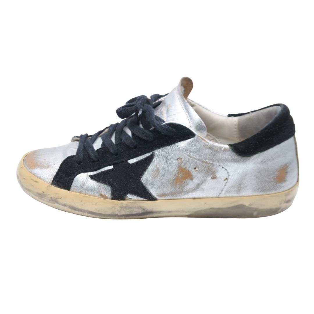 GOLDEN GOOSE ゴールデングース スニーカー ヴィンテージ加工 シルバー ブラック サイズ36 良品 中古 52139