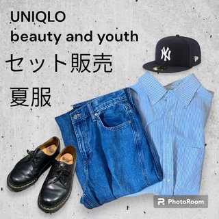 ユニクロ(UNIQLO)のストライプシャツ、デニム セット販売(シャツ)