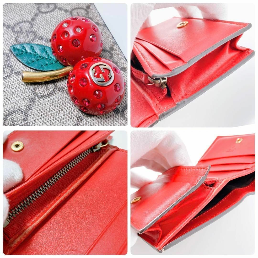Gucci(グッチ)のグッチ GUCCI GGスプリーム チェリー コンパクト 二つ折り 折り財布 レディースのファッション小物(財布)の商品写真