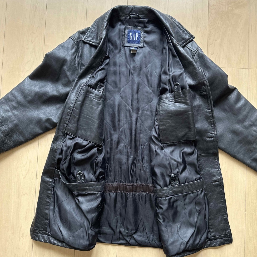 90s old GAP レザー ジャケット コート ビンテージ 黒 カーコート