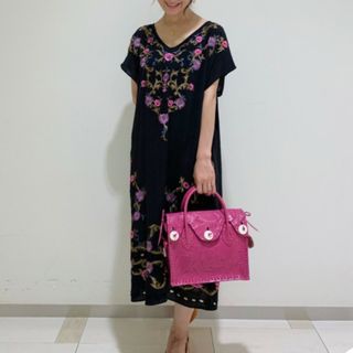 GRACE CONTINENTAL 日本製 マットブラック ロングワンピース