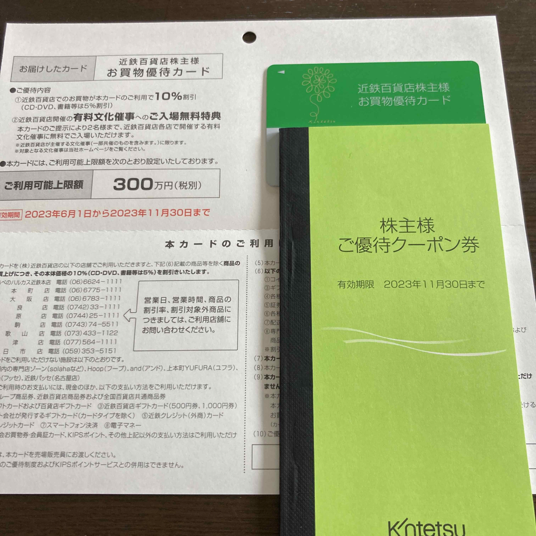 近鉄百貨店株主優待カード　優待クーポン