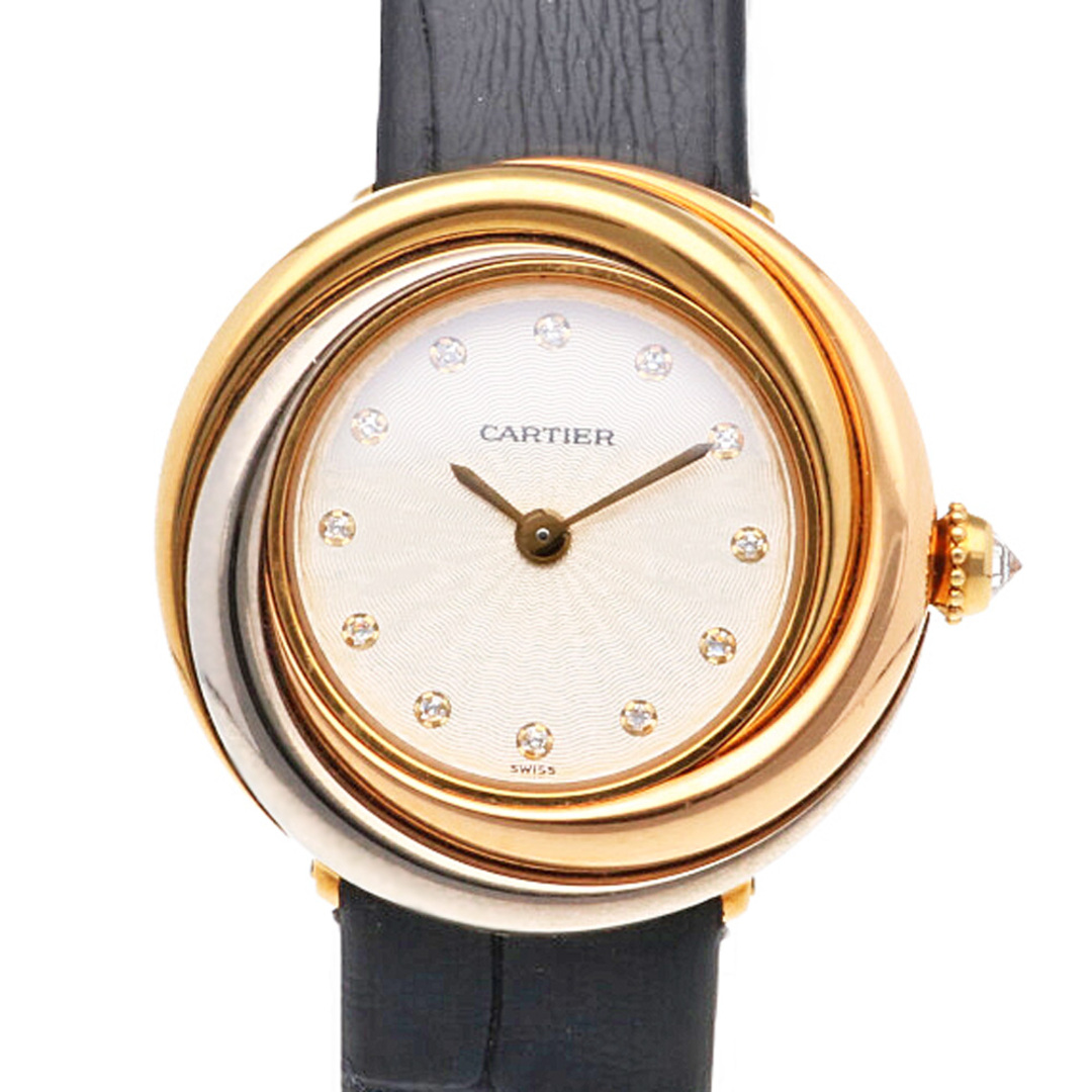 【1年保証】カルティエ CARTIER マスト トリニティ 腕時計 12Pダイヤモンド K18イエローゴールド