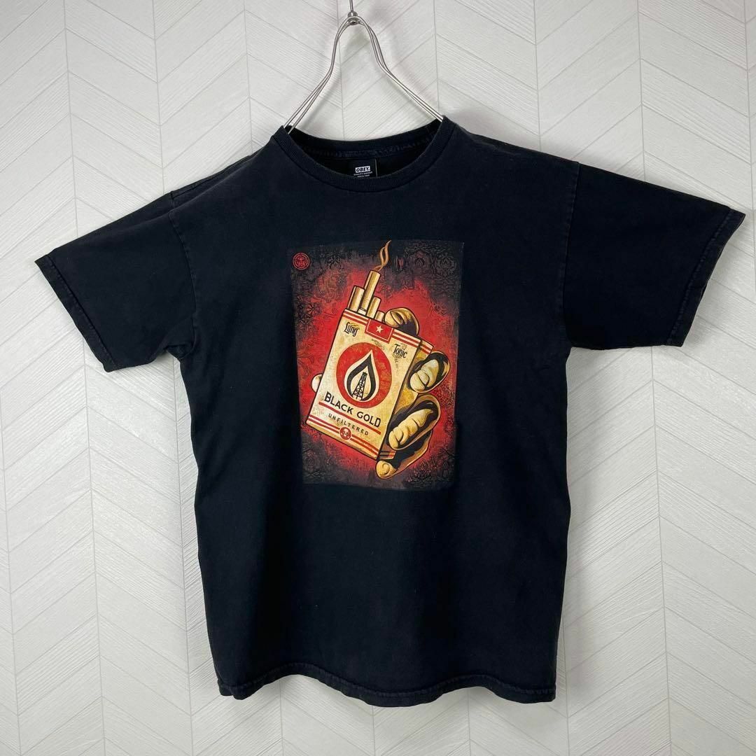 OBEY(オベイ)のメキシコ製 OBEY Tシャツ タバコ 半袖 ゆるだぼ ブラック 輸入古着 メンズのトップス(Tシャツ/カットソー(半袖/袖なし))の商品写真