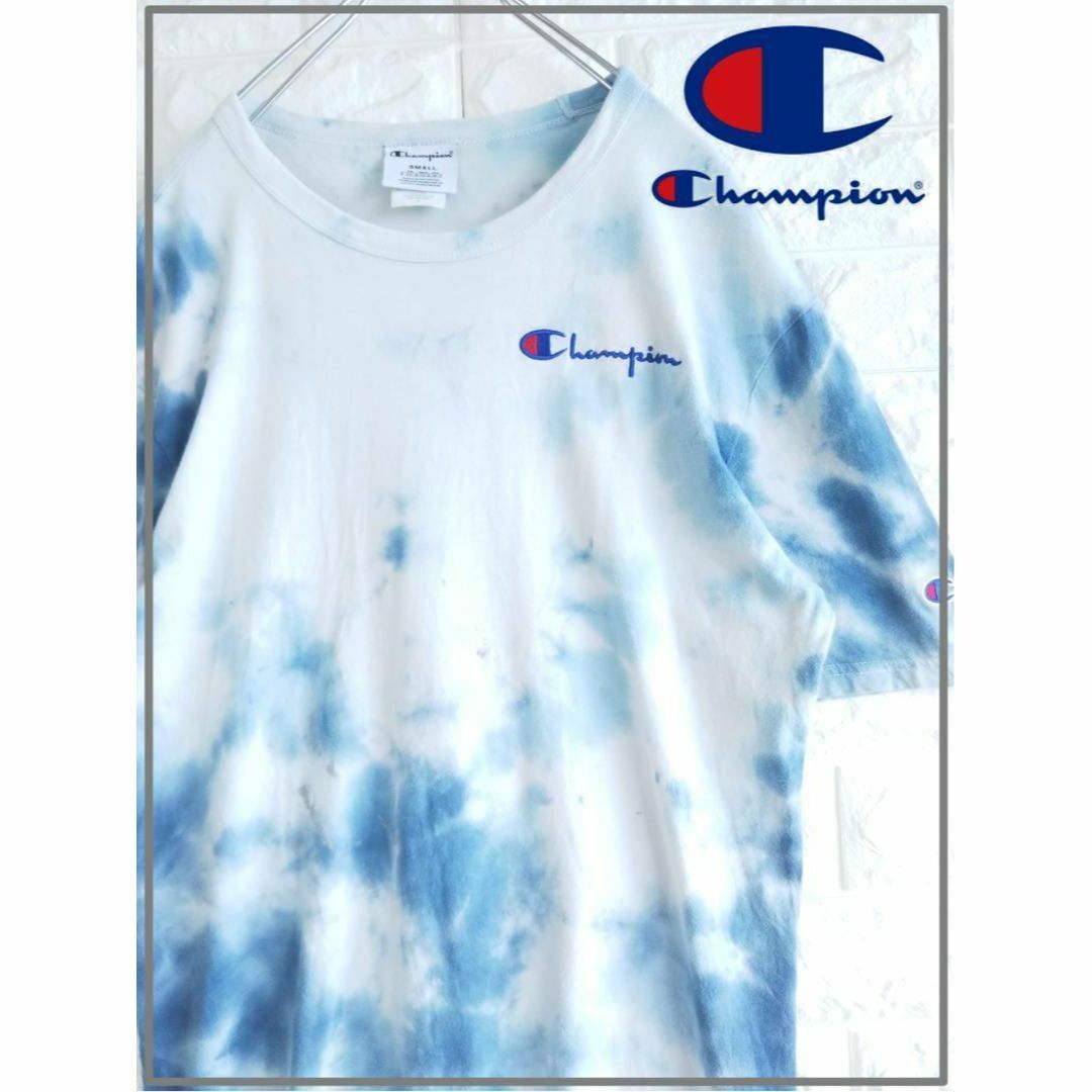 Champion(チャンピオン)のChampion チャンピオン 刺繍ロゴ ブルー タイダイ柄 Ｔシャツ　3334 メンズのトップス(Tシャツ/カットソー(半袖/袖なし))の商品写真