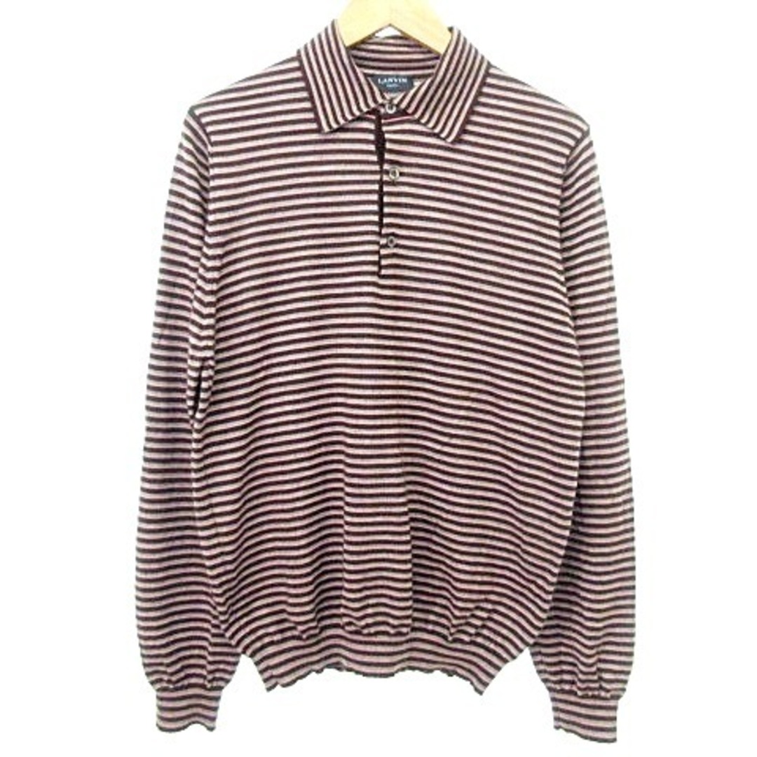 LANVIN - ランバン カシミヤシルク ニット ポロシャツ ボーダー 薄手 M
