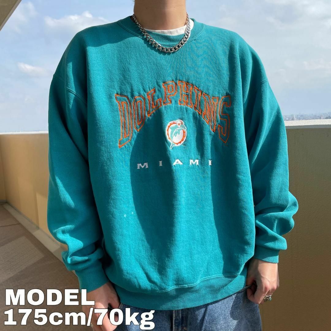 【入手困難】NFLドルフィンズ 刺繍ロゴ XL スウェット トレーナー 90s