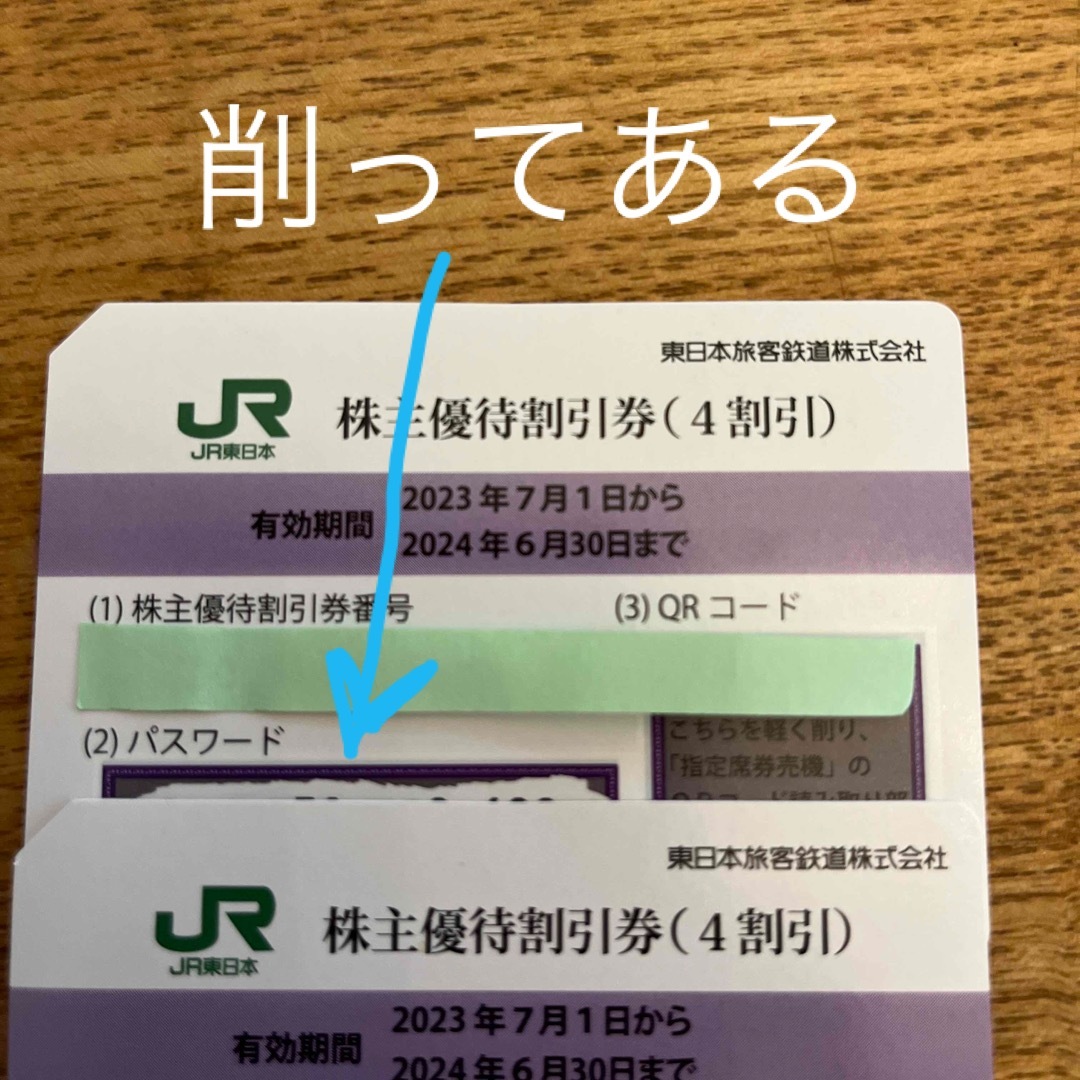 JR東日本　株主優待　（4割引）　2枚　少し難あり チケットの優待券/割引券(その他)の商品写真