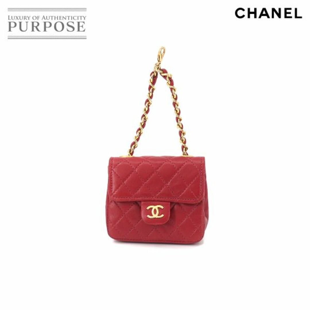 シャネル CHANEL ミニミニマトラッセ チェーン ポーチ レザー レッド ゴールド 金具 ヴィンテージ VLP 90150288