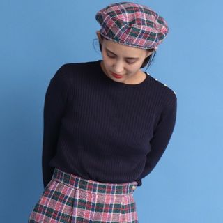 チャイルドウーマン(CHILD WOMAN)の新品 CHILD WOMAN チャイルドウーマン チェックベレー帽 帽子(ハンチング/ベレー帽)