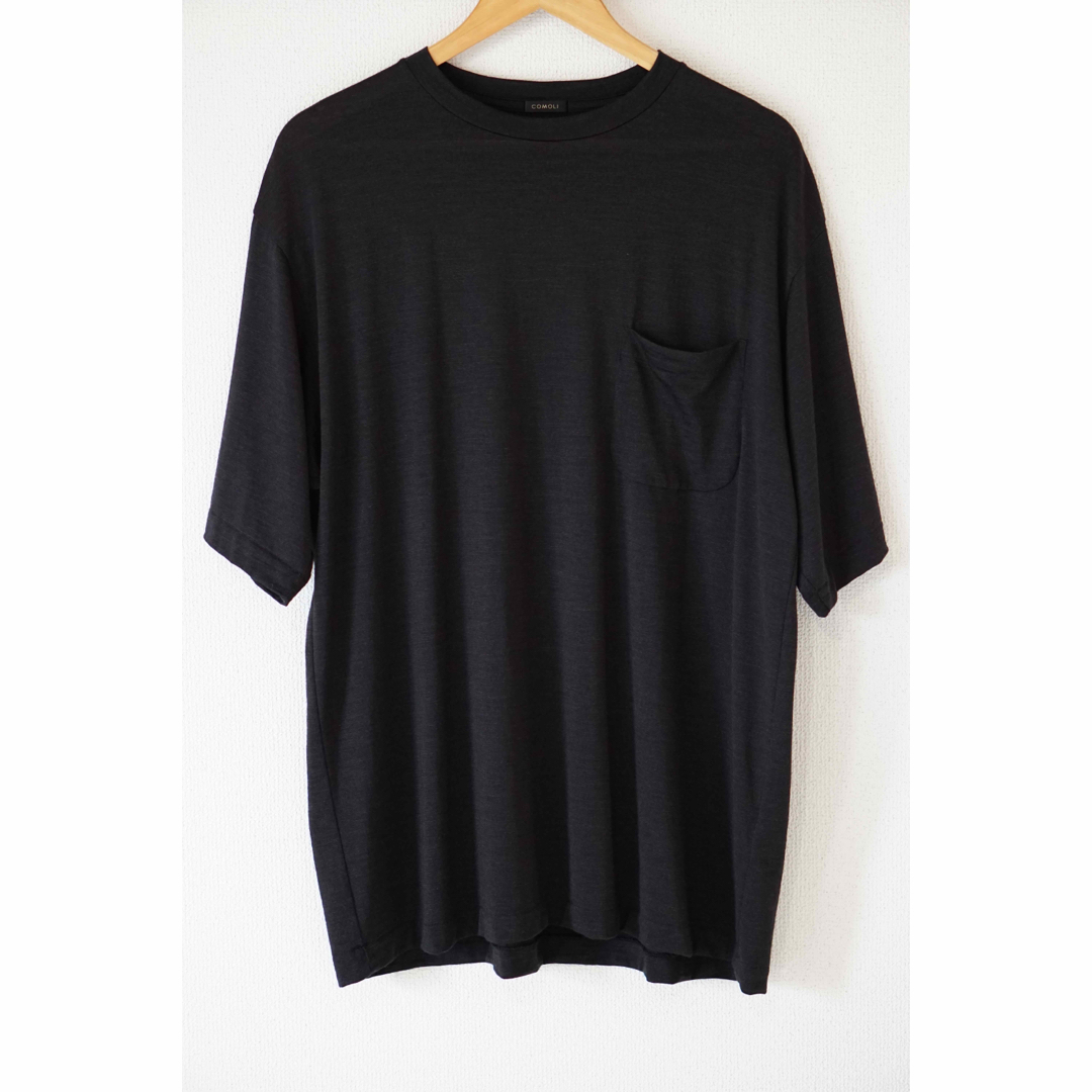 COMOLI ウール天竺 Tシャツ チャコール 3Tシャツ/カットソー(半袖/袖なし)
