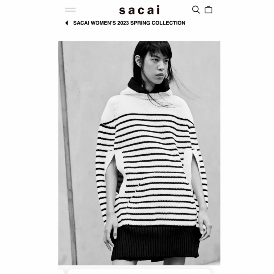 sacai Horizontal Stripe Knit Cape