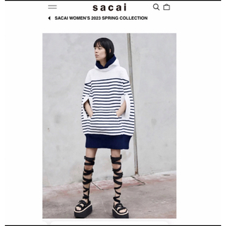 サカイ(sacai)のsacai Horizontal Stripe Knit Cape (ニット/セーター)