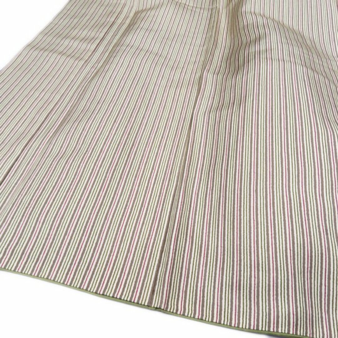 特選 紬 玉糸紬 着物 中古 正絹 袷 カジュアル 縦縞模様 ストライプ