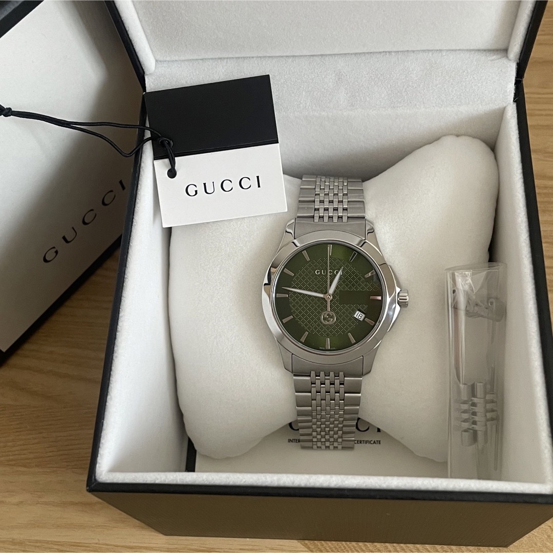 Gucci - 新品同様 極美品 グッチ 腕時計 Gタイムレス グリーン メンズ