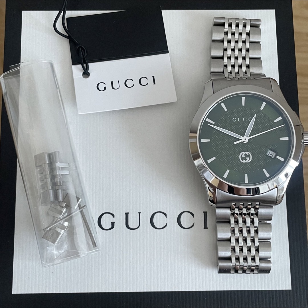Gucci - 新品同様 極美品 グッチ 腕時計 Gタイムレス グリーン メンズ