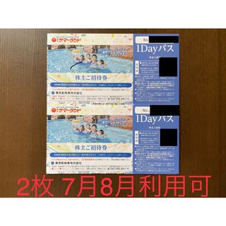 2枚セット 7月8月利用可 東京サマーランド 招待券 株主優待券 (プール)