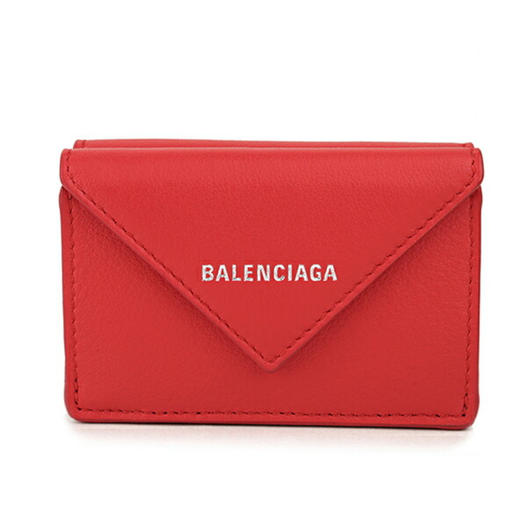 新品 バレンシアガ BALENCIAGA 3つ折り財布 パピエ レッド-