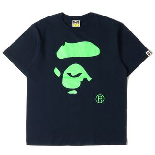 アベイシングエイプ(A BATHING APE)のA BATHING APE ア ベイシング エイプ Tシャツ サイズ:L ネオンカラー フェイス プリント クルーネック Tシャツ 00s ネイビー 紺 トップス カットソー 半袖 ブランド アーカイブ【メンズ】【中古】(Tシャツ/カットソー(半袖/袖なし))