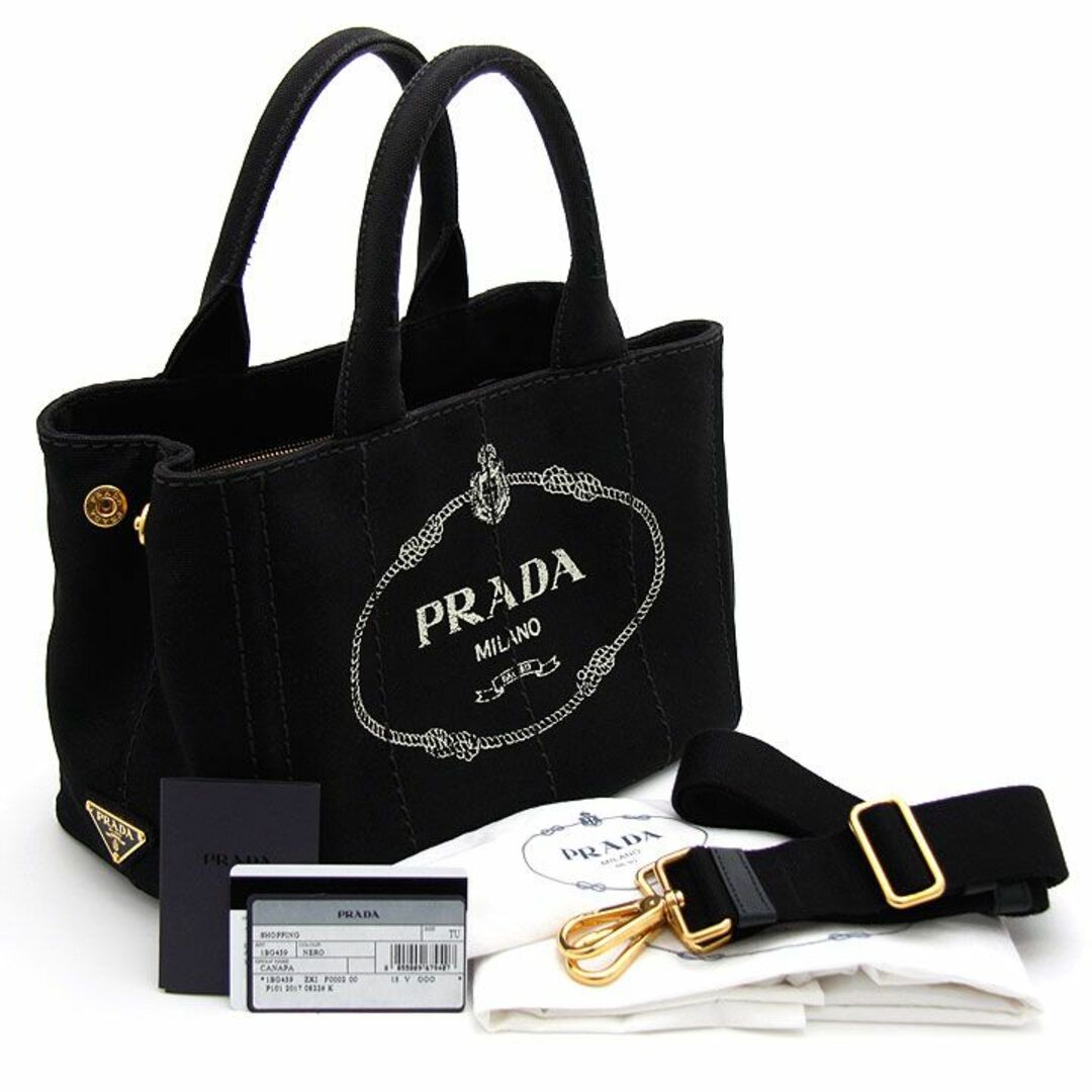 PRADA(プラダ)の美品 プラダ 2way トートバッグ カナパ ブラック ショルダーバッグ 黒 レディースのバッグ(トートバッグ)の商品写真