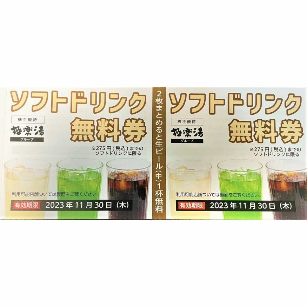 極楽湯 株主優待券 4枚 + ソフトドリンク無料券 2枚 | cao.com.ec