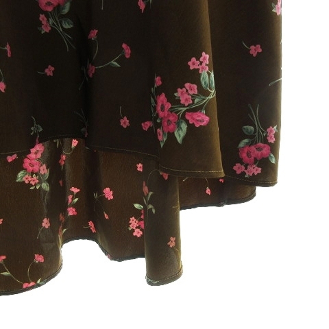 BE RADIANCE(ビーラディエンス)のビーラディエンス スカート フレア ミモレ丈 フィッシュテール 花柄 F 茶 レディースのスカート(ロングスカート)の商品写真