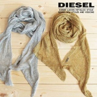 ディーゼル(DIESEL)のDIESEL ディーゼル★キラキラ　ロゴプレート付き　メッシュスカーフ　ゴールド(バンダナ/スカーフ)