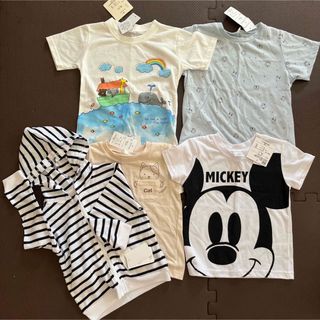 ディズニー(Disney)の新品未使用　タグ付き　95cm 半袖　Tシャツ　4枚　ボーダー　パーカー　セット(Tシャツ/カットソー)