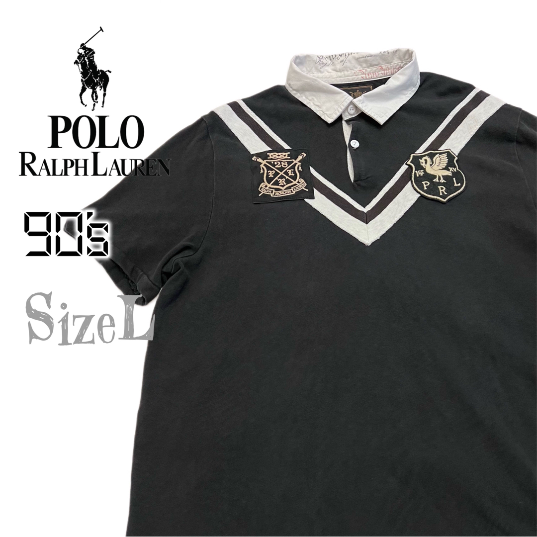 POLO RALPH LAUREN - 希少サイズL☆ポロ・ラルフローレン 90s 刺繍ロゴ