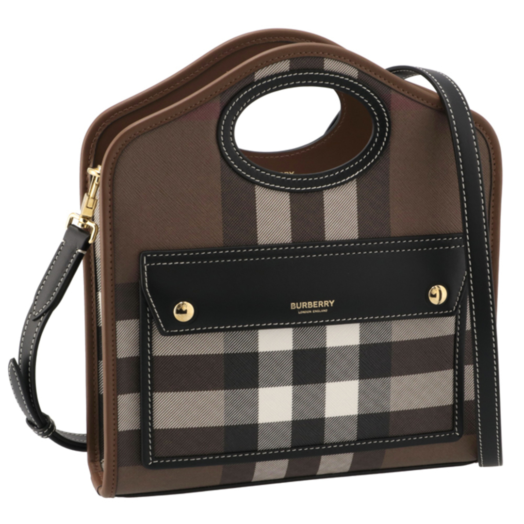 バーバリー BURBERRY ショルダーバッグ ミニ ポケットバッグ チェック ハンドバッグ ダークバーチブラウン 2023年秋冬新作 8071386 | フリマアプリ ラクマ