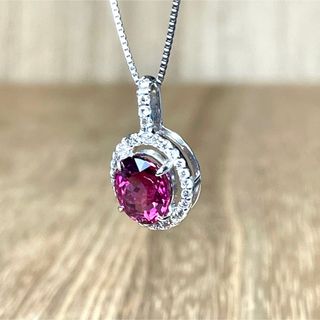 稀少!Pt/k18WG レッドトルマリン ネックレス 2.52g M1400-