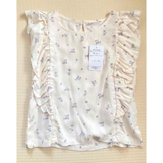 ニシマツヤ(西松屋)の【新品】フリルスリーブ　トップス　ノースリーブ　花柄　女の子　キッズ　100(Tシャツ/カットソー)