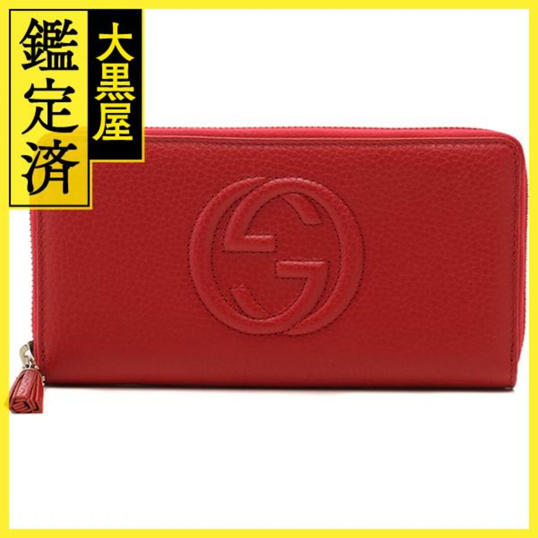 ＧUCCI　タッセル付き　ソーホーラウンドファスナー長財布　レッド　【471】Y少し使用感がございます角