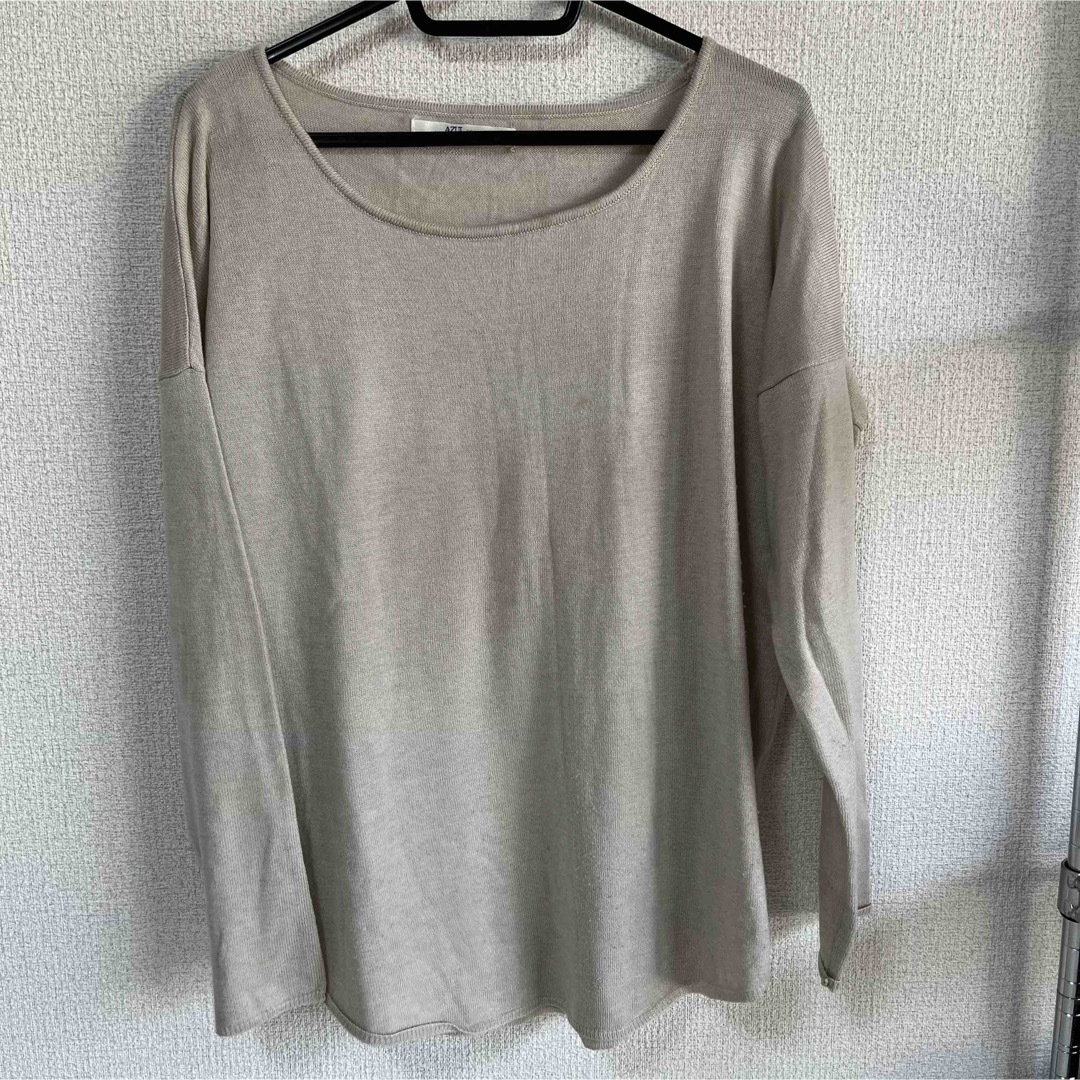 AZUL by moussy(アズールバイマウジー)のレディース ロンT AZUL アズール ベージュ Sサイズ 中古 レディースのトップス(Tシャツ(長袖/七分))の商品写真