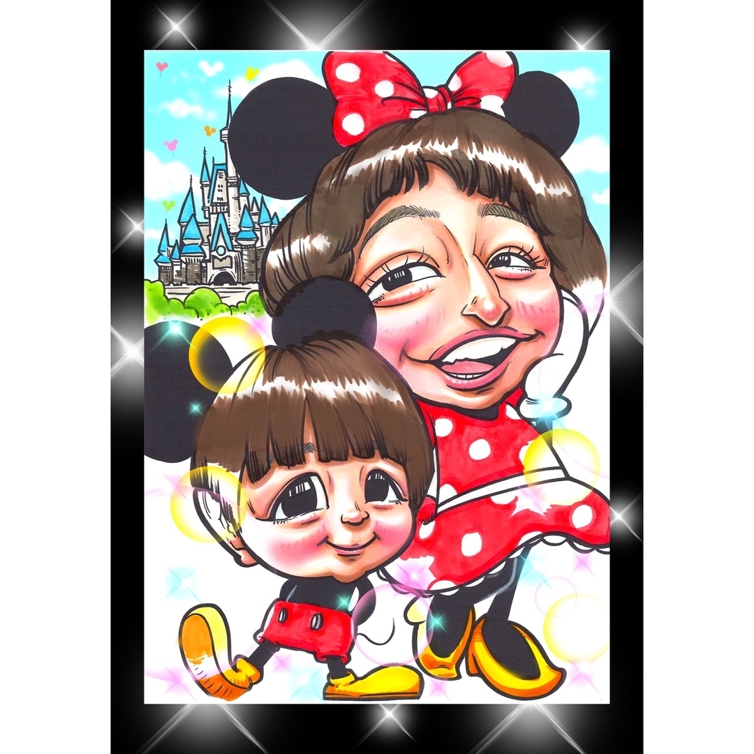 世界で1枚のオーダーメイド似顔絵☆プレミアムver☆家族☆記念日の通販