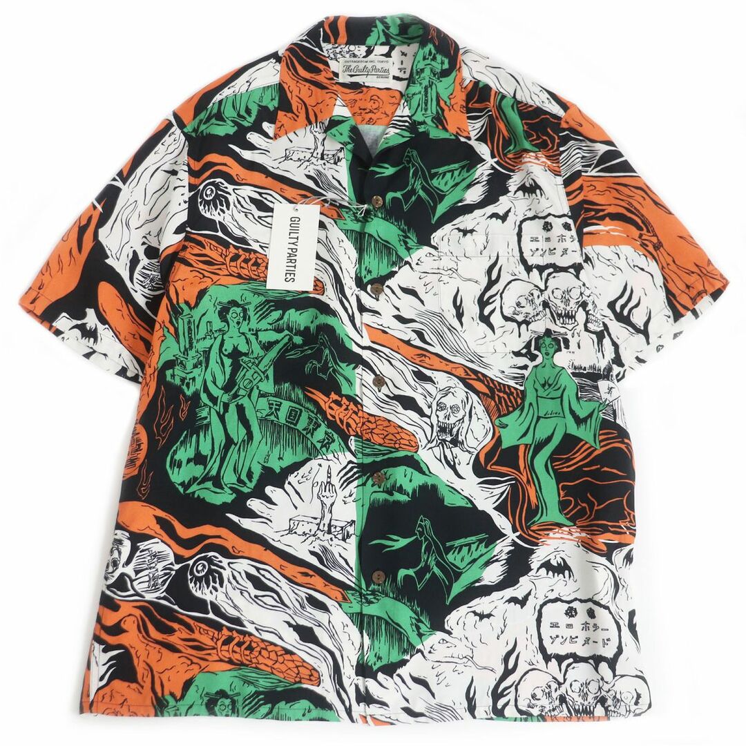 未使用品□21SS WACKO MARIA/ワコマリア GUILTY PARTIES 天国東京 エロホラーゾンビヌード HAWAIIAN SHIRT アロハシャツ マルチ L 正規品