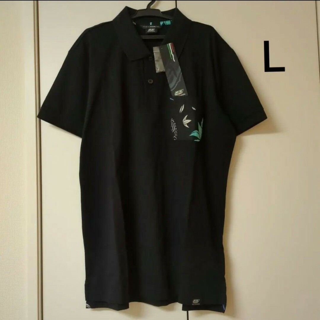 55DSL(フィフティーファイブディーエスエル)の新品 Ｌ BK ポロシャツ 55DSL ブラック メンズのトップス(ポロシャツ)の商品写真