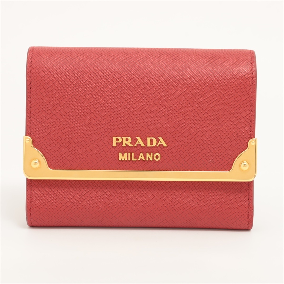 PRADA(プラダ)のプラダ  レザー  レッド レディース コンパクトウォレット レディースのファッション小物(財布)の商品写真