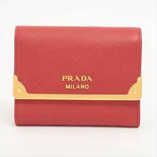 プラダ(PRADA)のプラダ  レザー  レッド レディース コンパクトウォレット(財布)