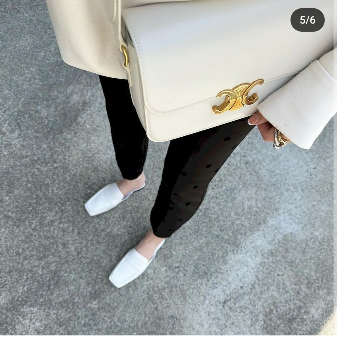 ZARA - ZARA レザー ミュール ローファー 37サイズ ホワイトの ZARA - ZARA レザー ミュール ローファー 37サイズ ホワイトの