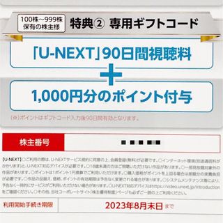 U-NEXT 90日間視聴料＋1000円分ポイント付与(その他)