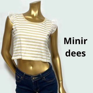 ミニルディーズ(minirdees)の【2892】Minir dees ショート丈 ノースリーブ ボーダー トップス(カットソー(半袖/袖なし))