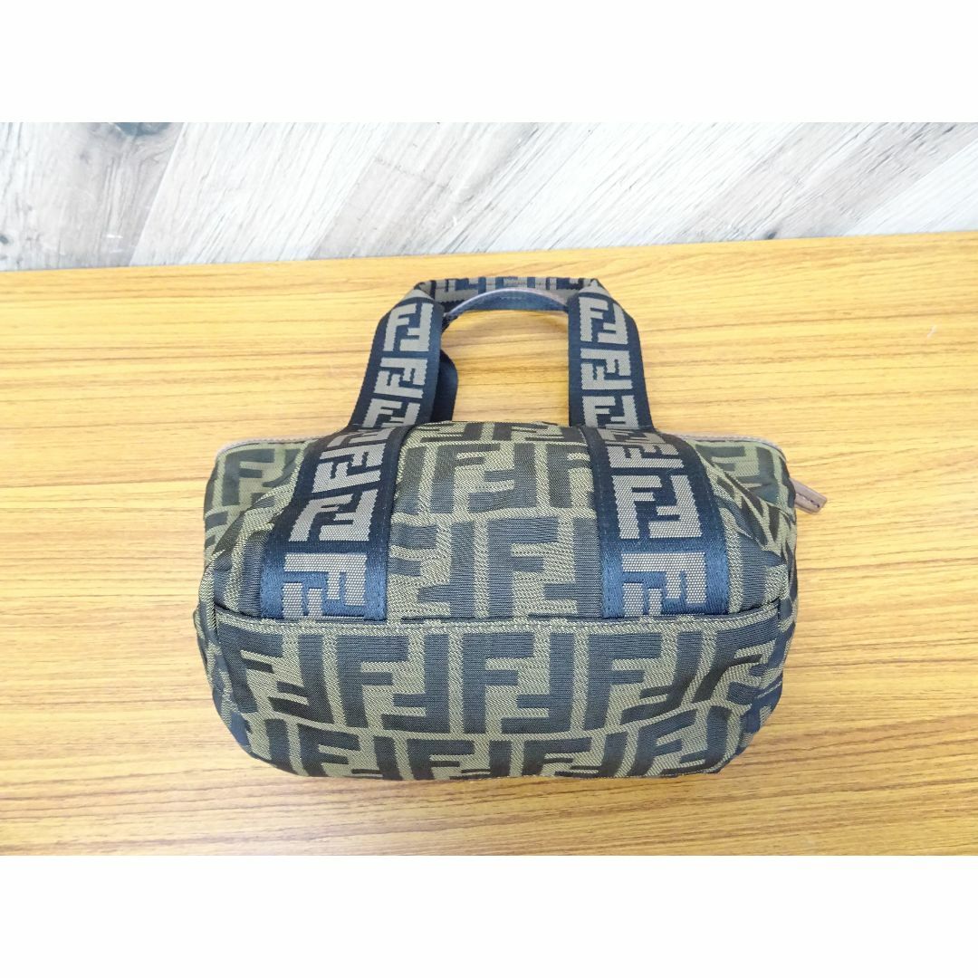 K千009/ FENDI ズッカ キャンバス レザー ハンドバッグ