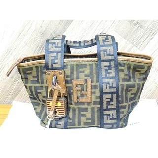 K千009/ FENDI ズッカ キャンバス レザー ハンドバッグ