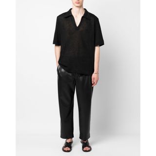 マルタンマルジェラ(Maison Martin Margiela)の定価44000円新品　Sefr メイト スキッパー　半袖ニットシャツ　ブラック(シャツ)