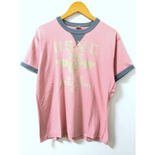 トイズマッコイ(TOYS McCOY)のTOY'S McCOY（トイズマッコイ）前V　リンガーTシャツ　トリムTシャツ　両面プリント【中古】【007】(Tシャツ/カットソー(半袖/袖なし))